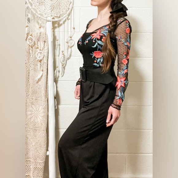 Free People Floral Embroidered Black Sheer Lace Top - Picture 8 of 8